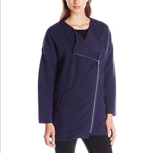 MINKPINK Navy Ribbed Quilted Jacket Size XS NWT